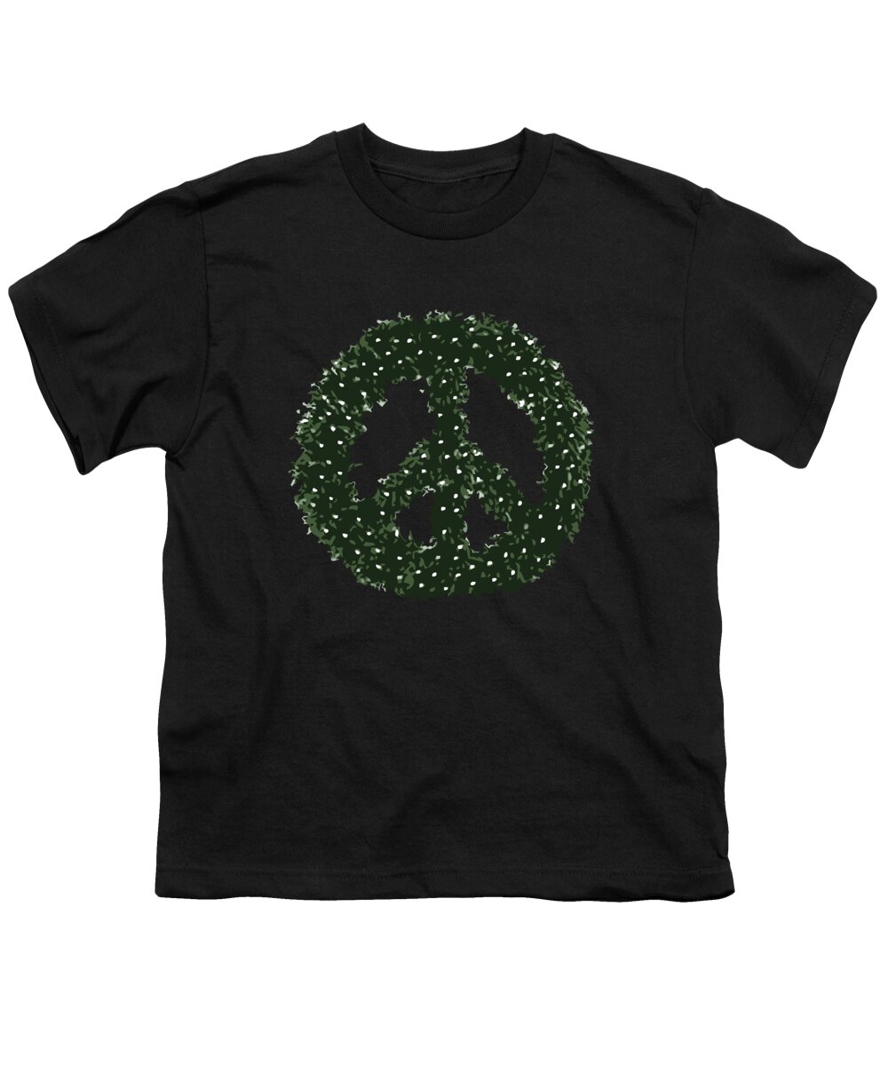 Christmas 2023 Youth T-Shirt featuring the digital art Peace Wreath by Flippin Sweet Gear