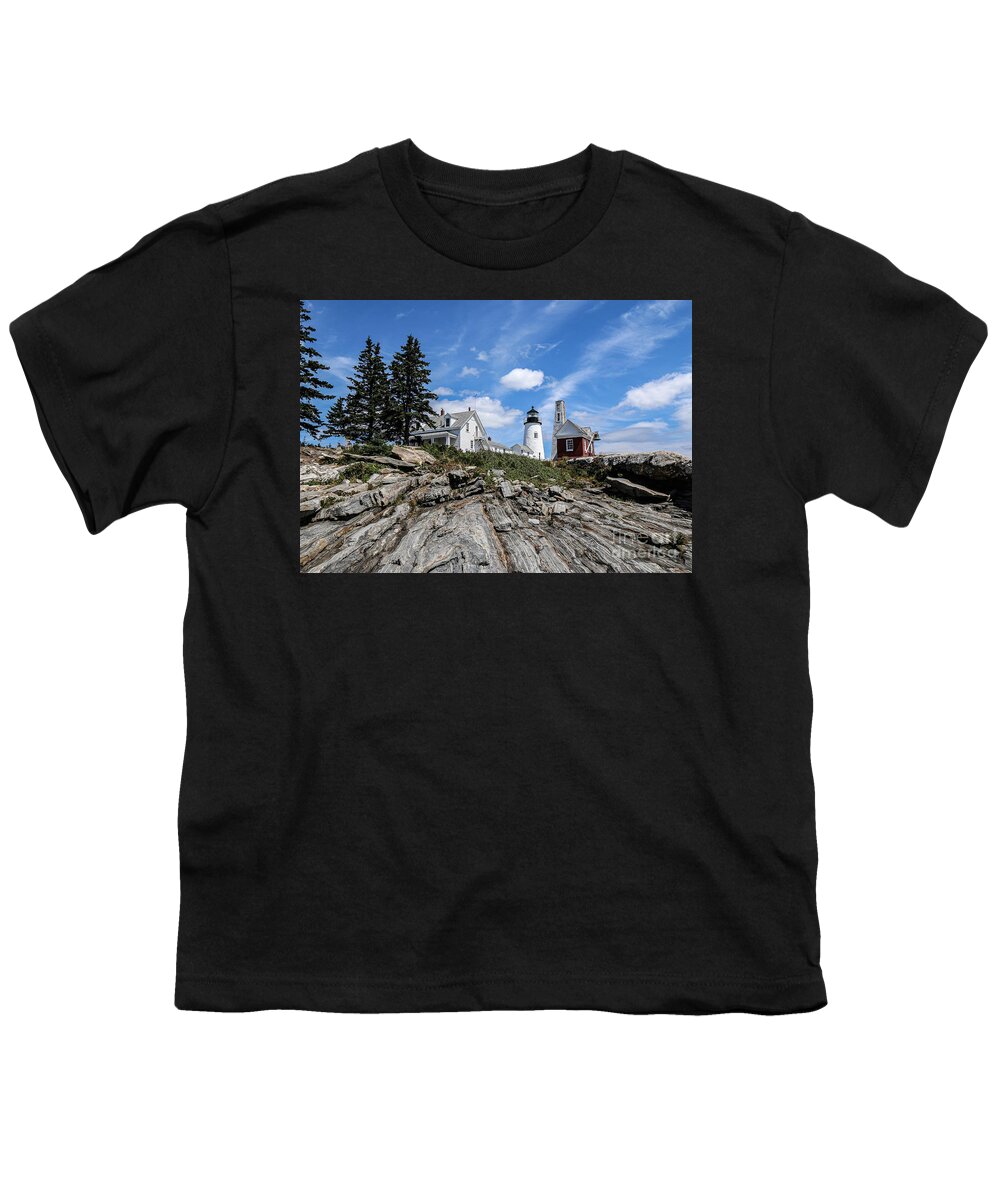 Lighthouse Youth T-Shirt featuring the photograph Pemaquid Point Lighthouse Maine by Veronica Batterson
