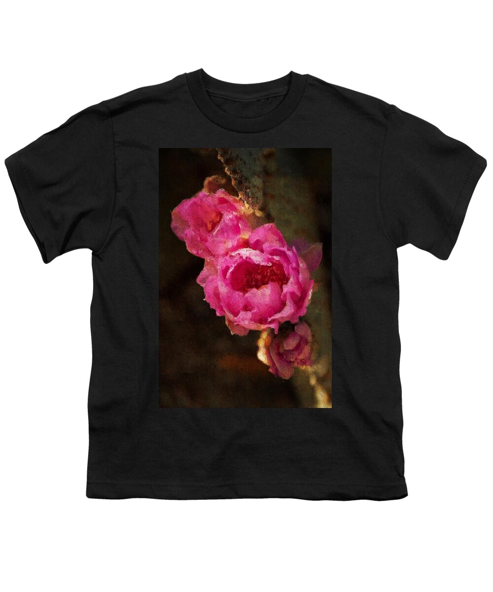 Pink Youth T-Shirt featuring the photograph Pink Cactus Flowers - Digital Art by Tatiana Travelways