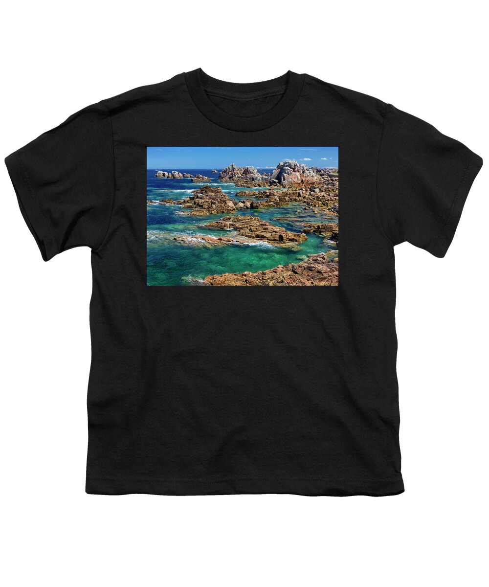 Pink Granite Coast Youth T-Shirt featuring the photograph Pink granite coast by Olivier Parent