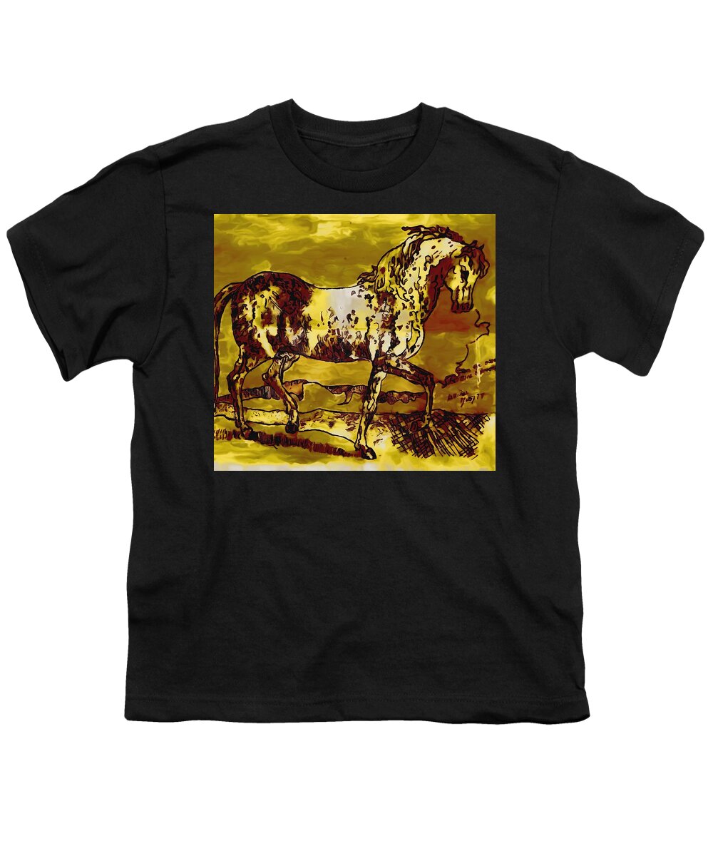 Paintings Of Horses Youth T-Shirt featuring the mixed media Portreture Horsereture by Bencasso Barnesquiat