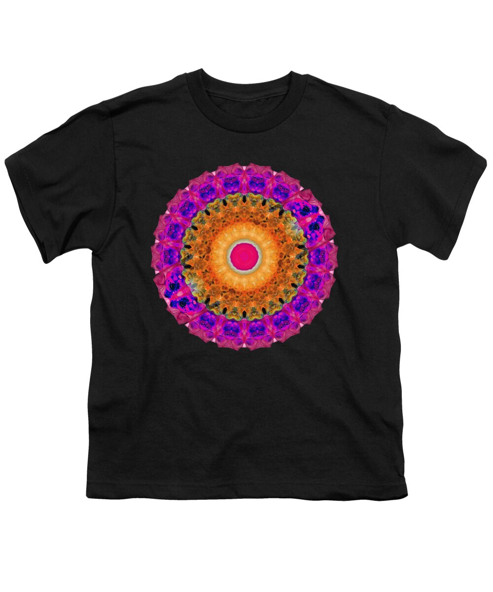 Kaleidoscope Youth T-Shirt featuring the painting Positive Energy 1 - Mandala Art By Sharon Cummings by Sharon Cummings