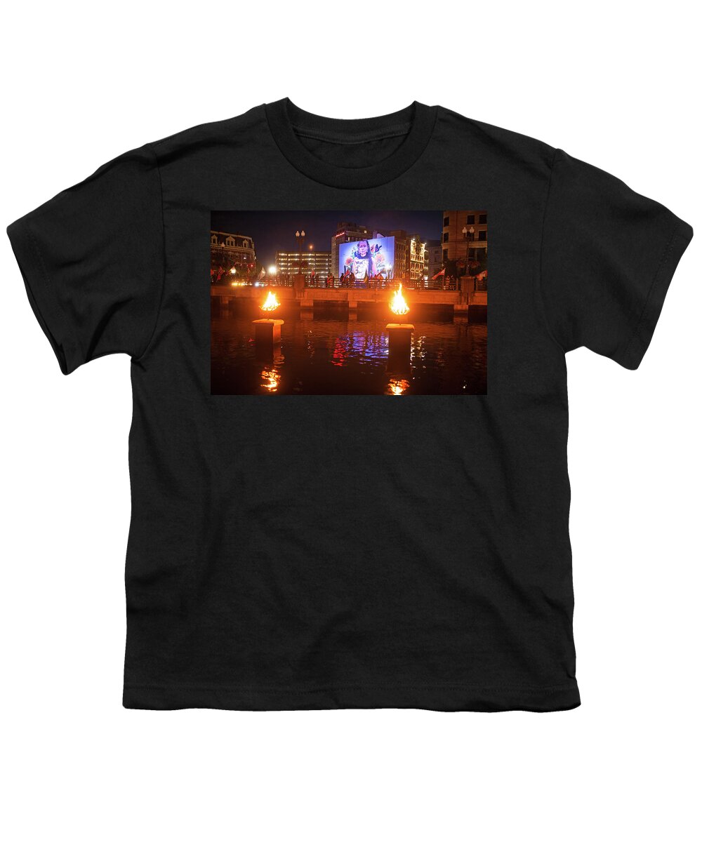 Providence Youth T-Shirt featuring the photograph Providence RI Waterfire Celebration Mural by Toby McGuire