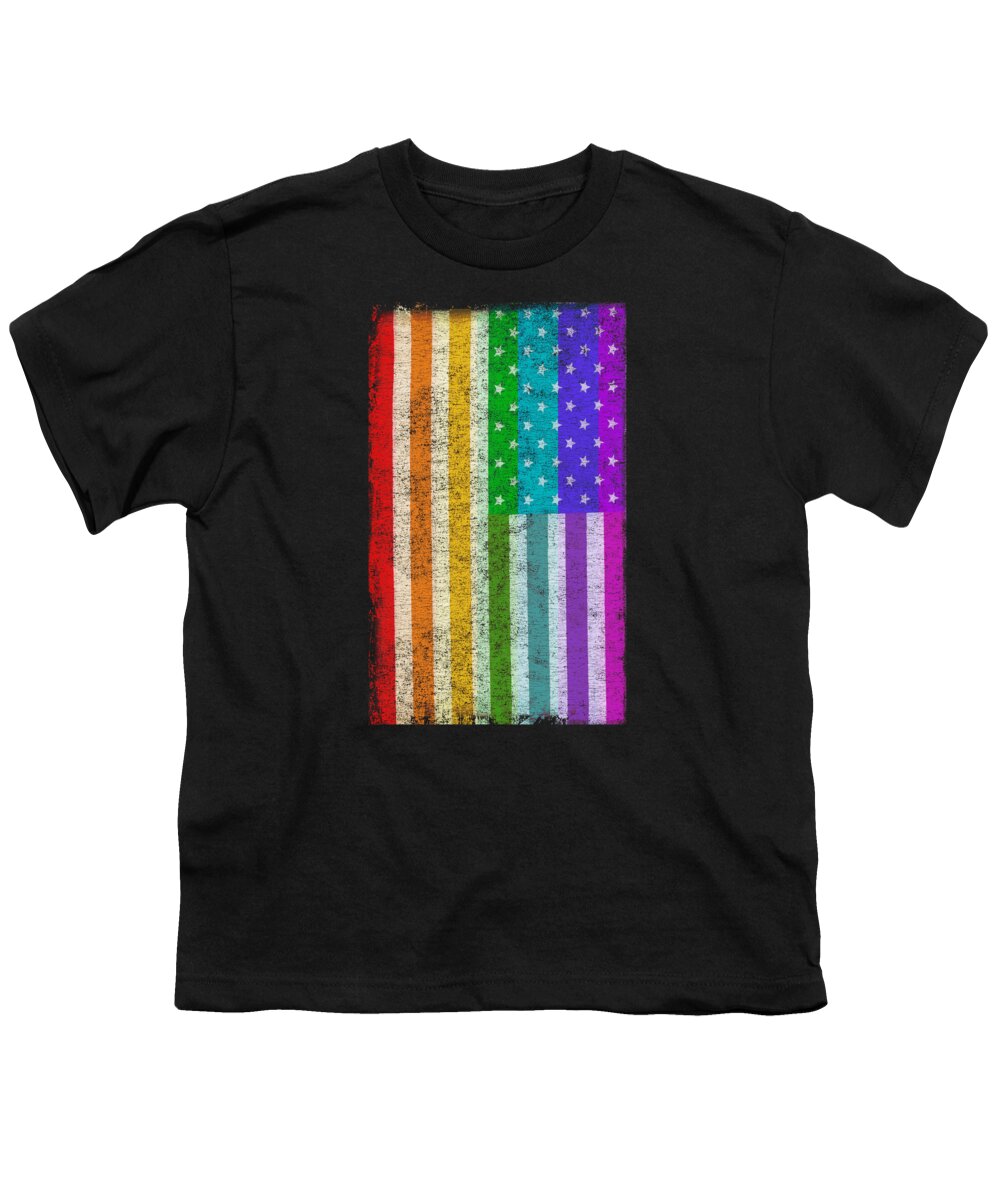 Funny Youth T-Shirt featuring the digital art Rainbow Us Flag by Flippin Sweet Gear