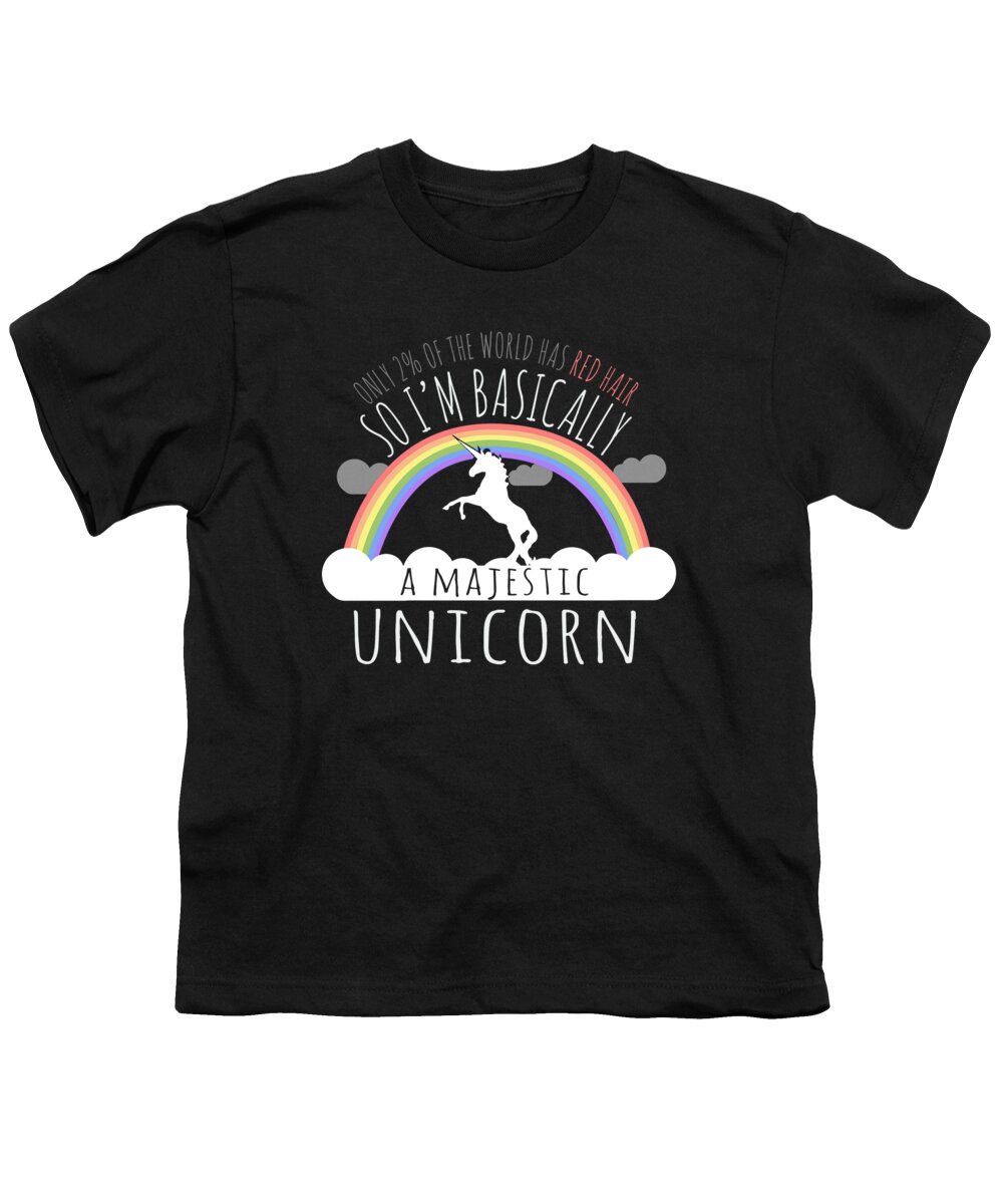Sarcastic Youth T-Shirt featuring the digital art Red Hair Majestic Unicorn Funny Redhead by Flippin Sweet Gear