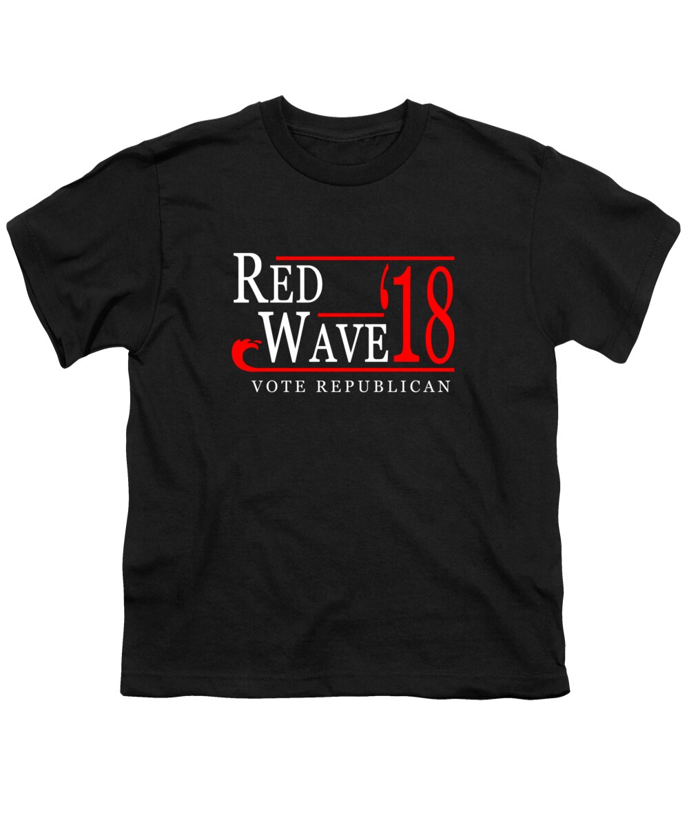 Funny Youth T-Shirt featuring the digital art Red Wave Vote Republican 2018 Election by Flippin Sweet Gear