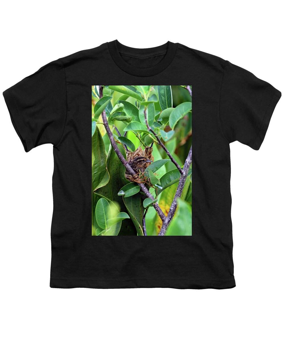 Florida Youth T-Shirt featuring the photograph Red Winged Blackbird On Nest by Jennifer Robin