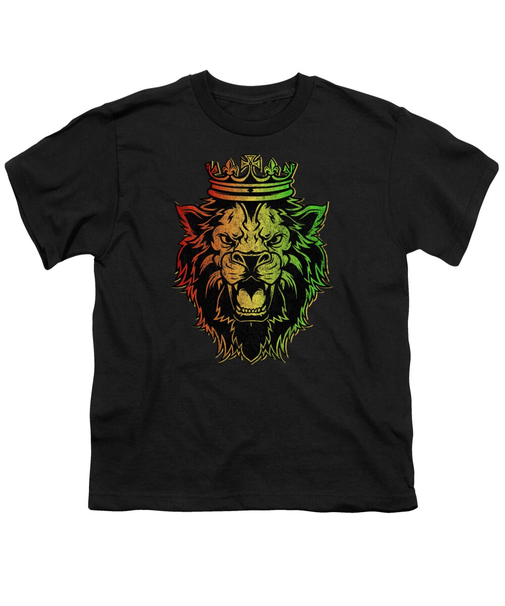 Cool Youth T-Shirt featuring the digital art Retro Lion of Judah Rastafarian by Flippin Sweet Gear
