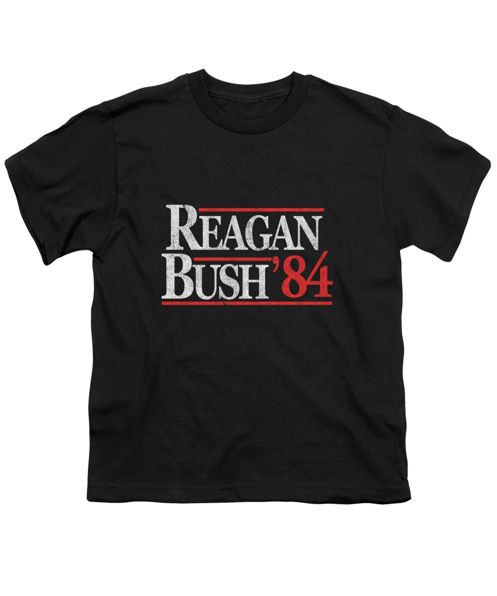 Funny Youth T-Shirt featuring the digital art Retro Reagan Bush 1984 by Flippin Sweet Gear