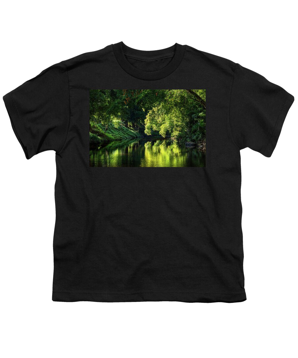 La Reunion Youth T-Shirt featuring the photograph Reunion island - Sainte Suzanne river at sunrise by Olivier Parent