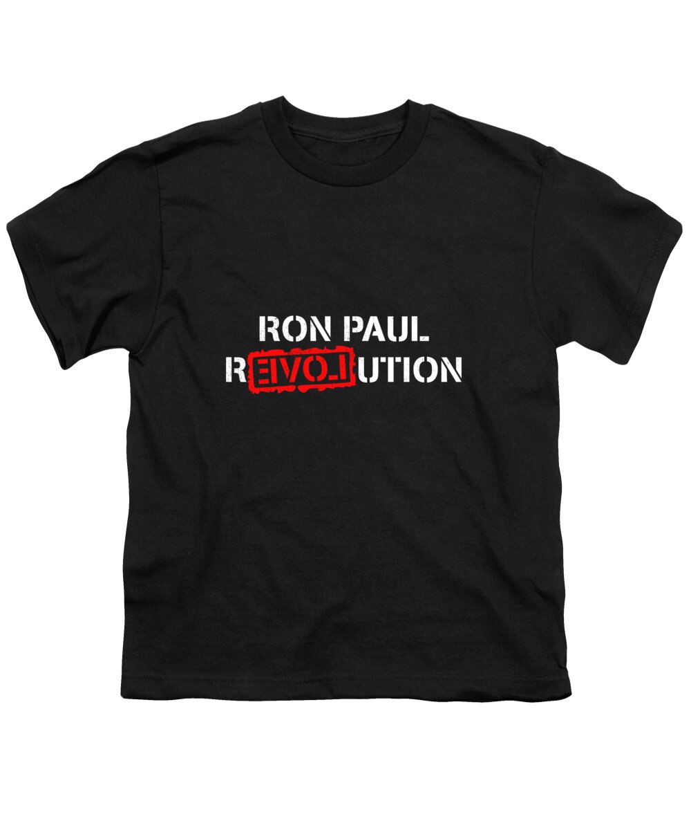 Funny Youth T-Shirt featuring the digital art Ron Paul Revolution Black Retro by Flippin Sweet Gear