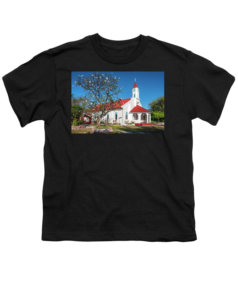 Fakarava Church Youth T-Shirt featuring the photograph Rotoava church in Fakarava - French Polynesia by Olivier Parent