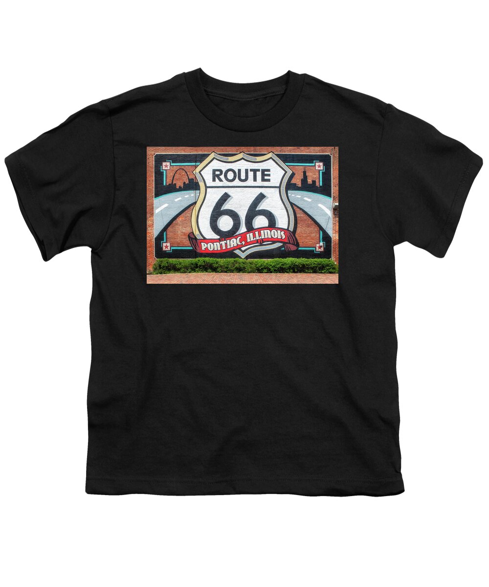 Pontiac Illinois Youth T-Shirt featuring the photograph Route 66 - Pontiac Illinois Mural by Susan Rissi Tregoning