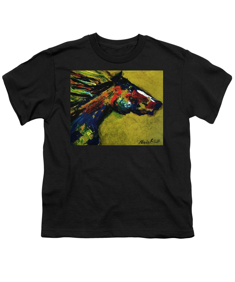 Horses Youth T-Shirt featuring the painting Running Horse by Elaine Elliott