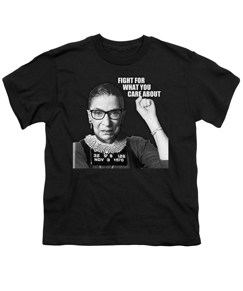 Reproductive Youth T-Shirt featuring the painting Ruth Bader Ginsburg RBG Pro Choice My Body My Choice Feminist Mugshot Mug Shot Fight by Tony Rubino