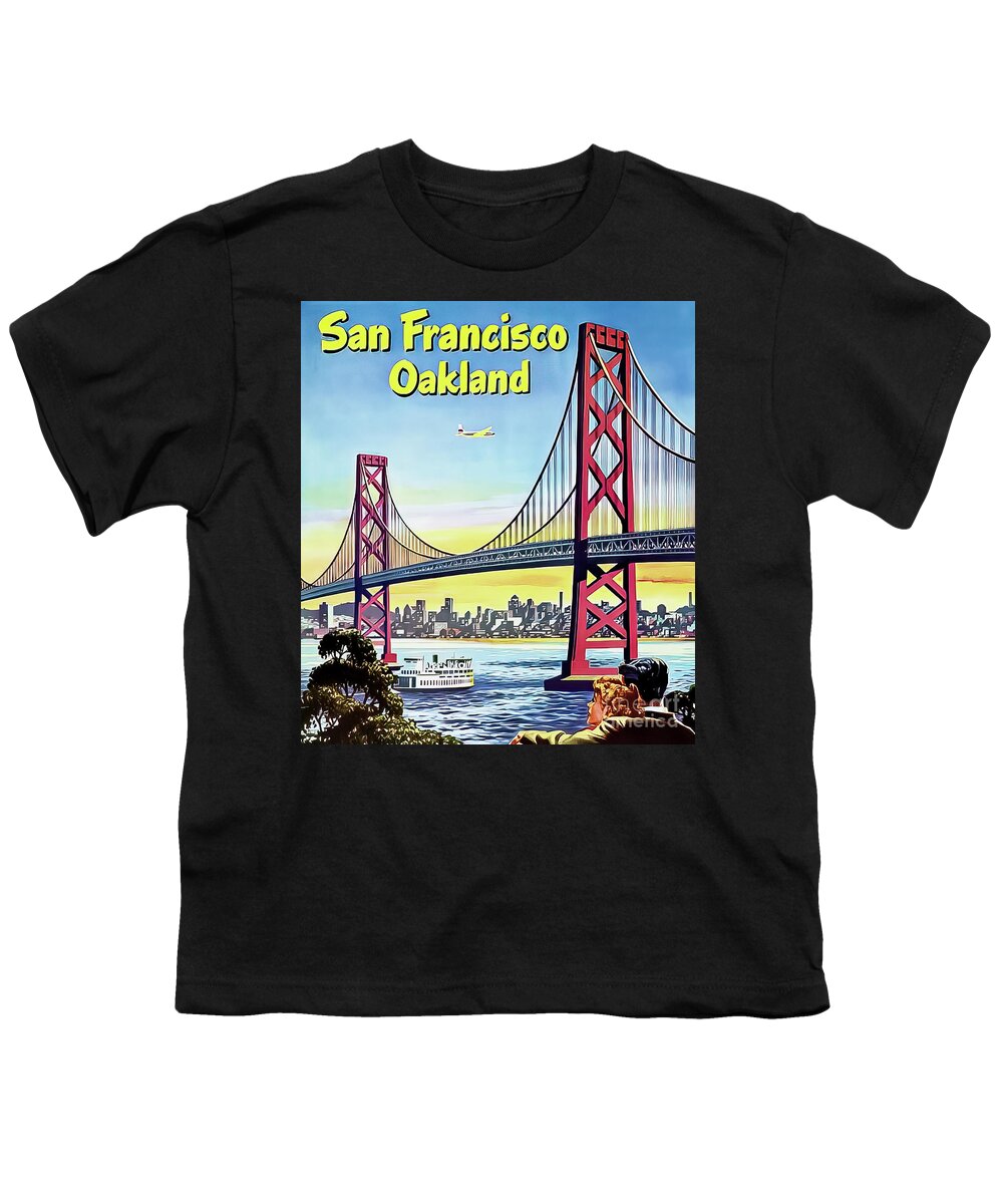 San Francisco Youth T-Shirt featuring the drawing retro San Francisco Travel Poster by M G Whittingham