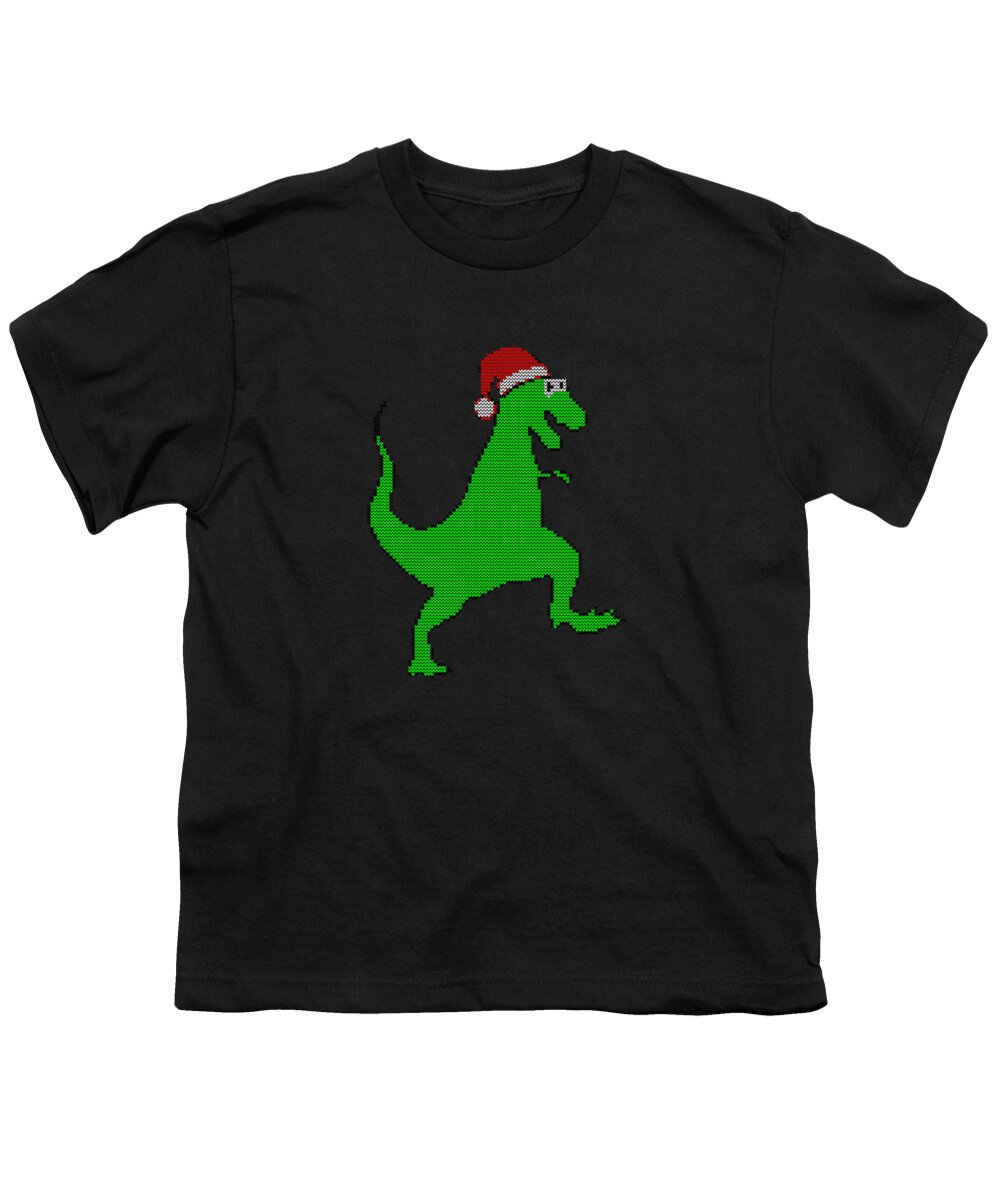 Christmas 2023 Youth T-Shirt featuring the digital art Santasaurus Ugly Christmas Sweater by Flippin Sweet Gear