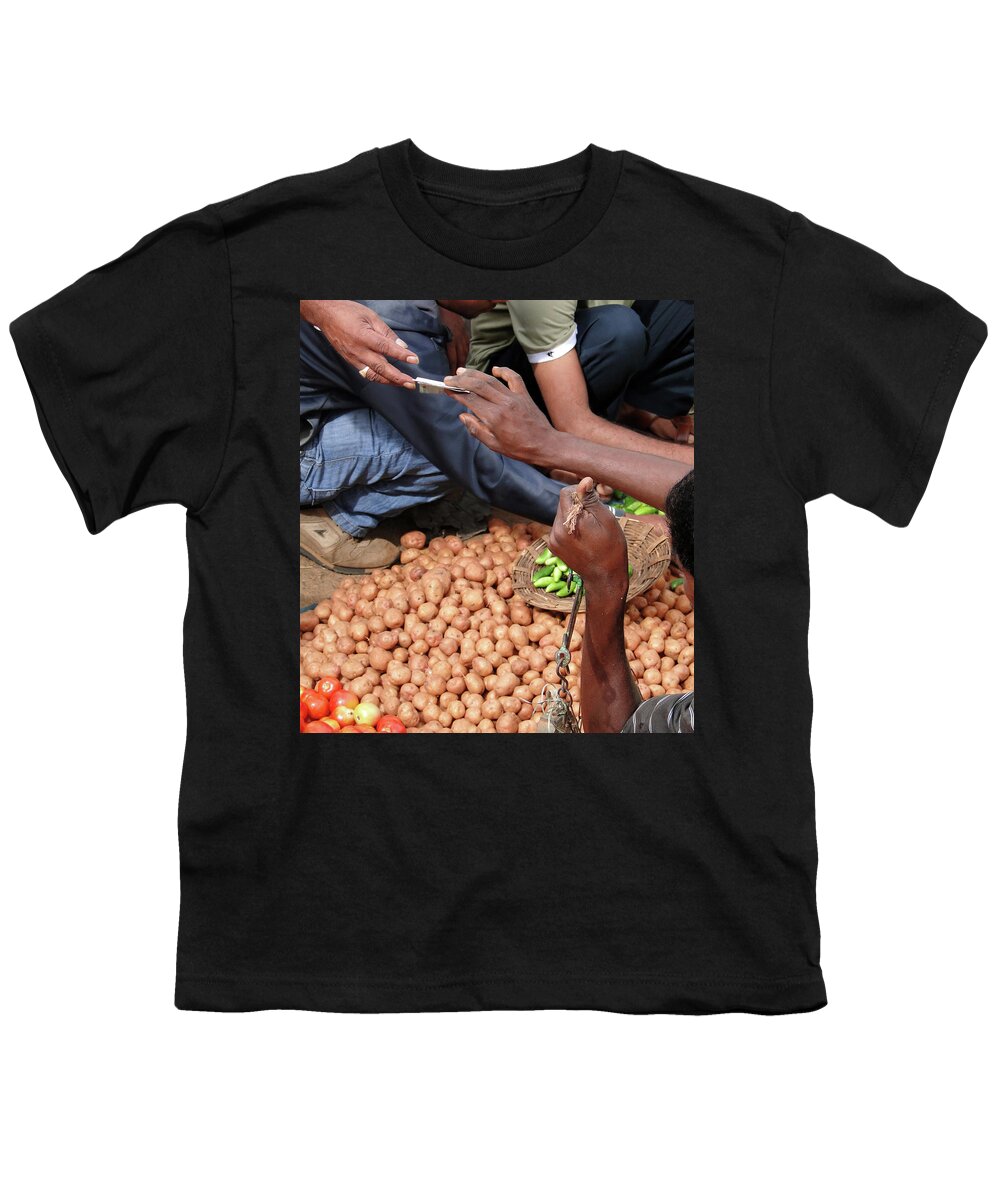 Buy Youth T-Shirt featuring the photograph Selling potatoes at the weekly market #BuyIntoArt  by Steve Estvanik