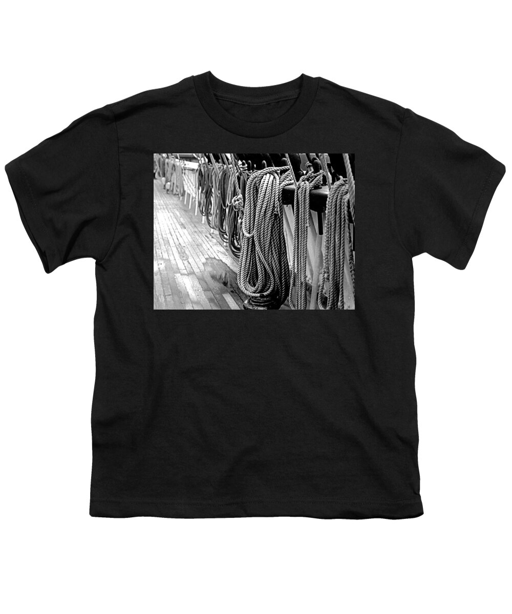 Ship Ropes Youth T-Shirt featuring the photograph Ship Ropes by Jim Signorelli