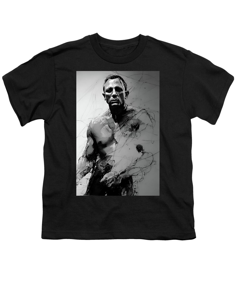 Daniel Craig Youth T-Shirt featuring the digital art Skyfall - Daniel Craig by Fred Larucci