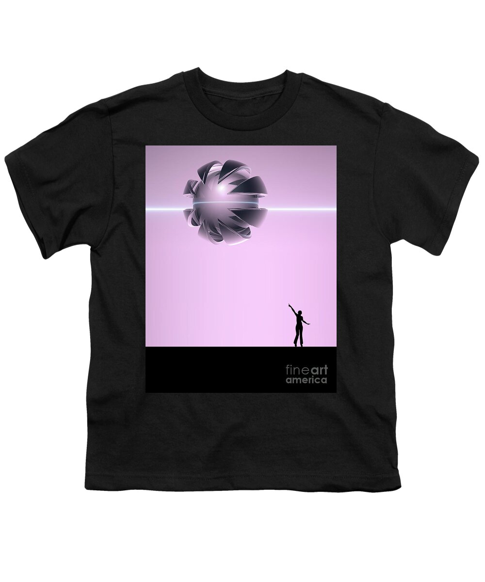 Ufo Youth T-Shirt featuring the digital art Spaceship In The Sky by Phil Perkins