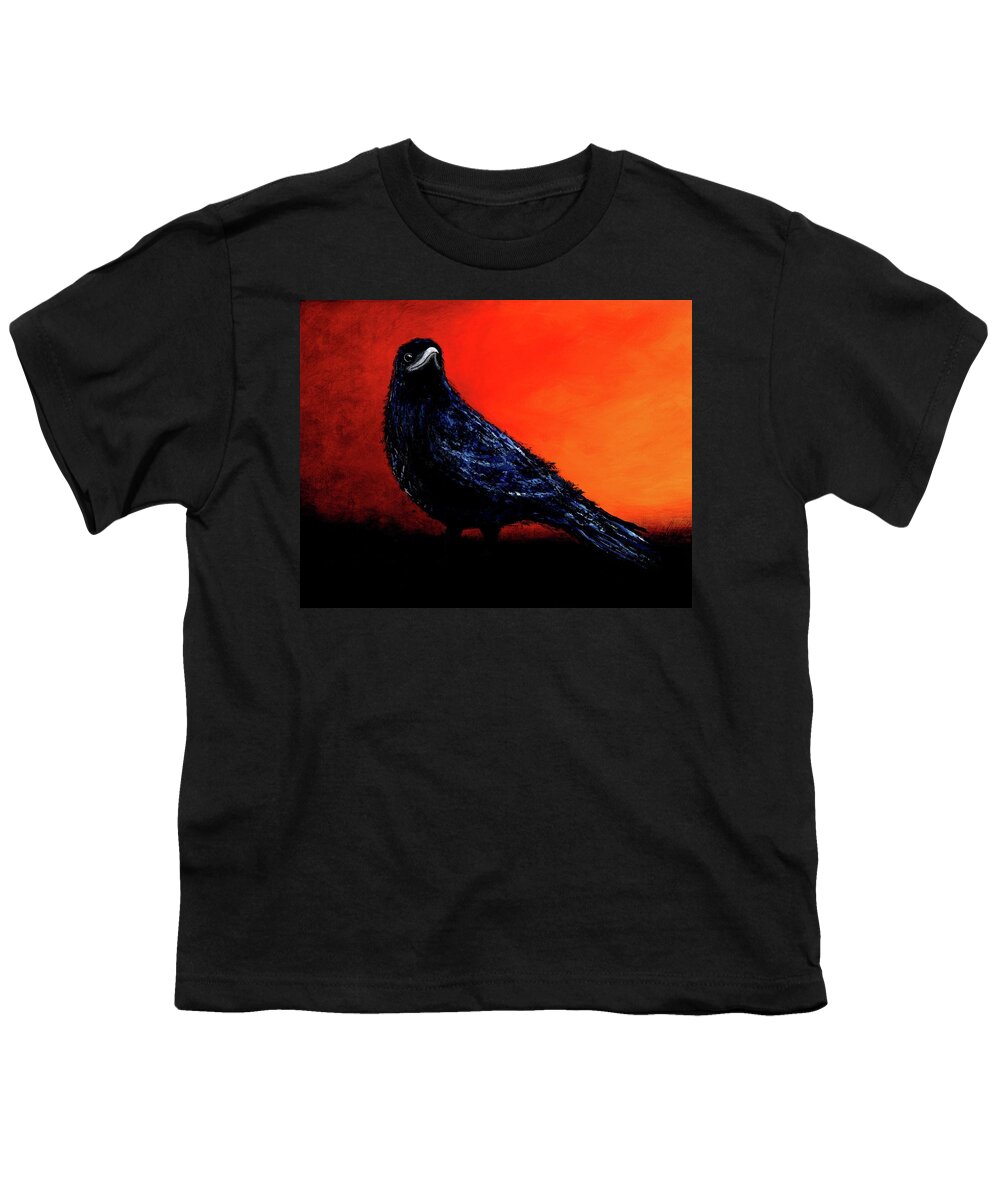 Crow Youth T-Shirt featuring the painting Speaking Words of Wisdom by Cindy Johnston