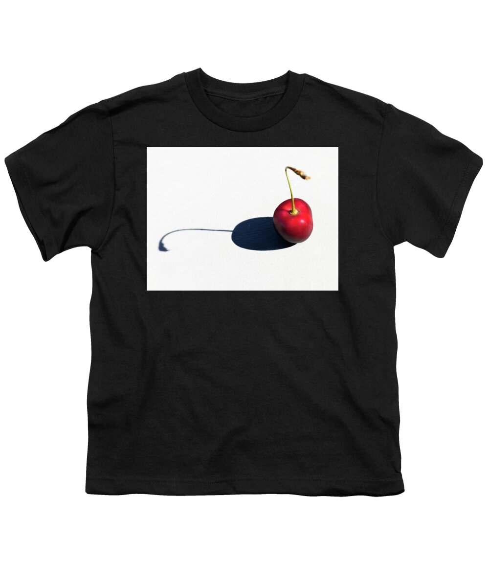 Cherry Youth T-Shirt featuring the photograph Still Life Red Cherry With Shadow by Ann Powell