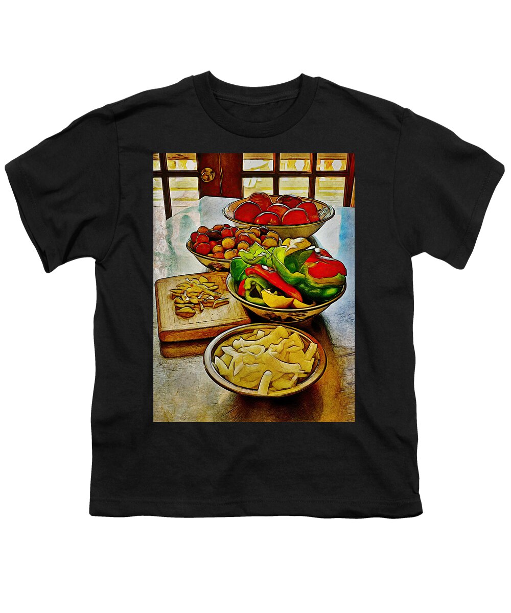 ’still Life’ Youth T-Shirt featuring the photograph Sunday Repast by Carol Whaley Addassi