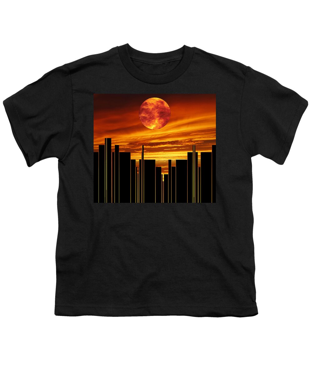 Cool Art Youth T-Shirt featuring the digital art Sunset City by Ronald Mills
