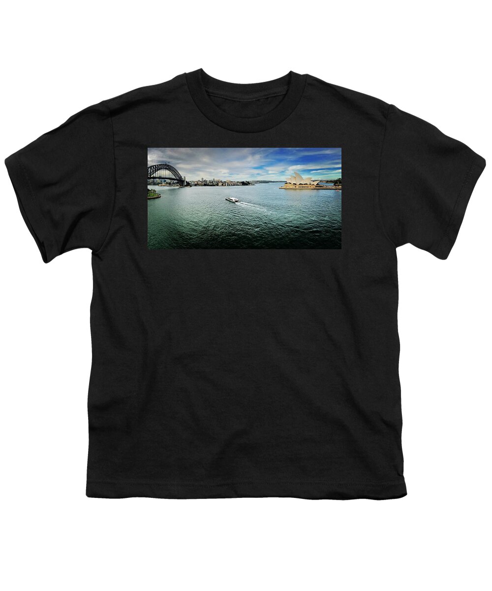Sydney Youth T-Shirt featuring the photograph Sydney Harbour Panorama by Sarah Lilja