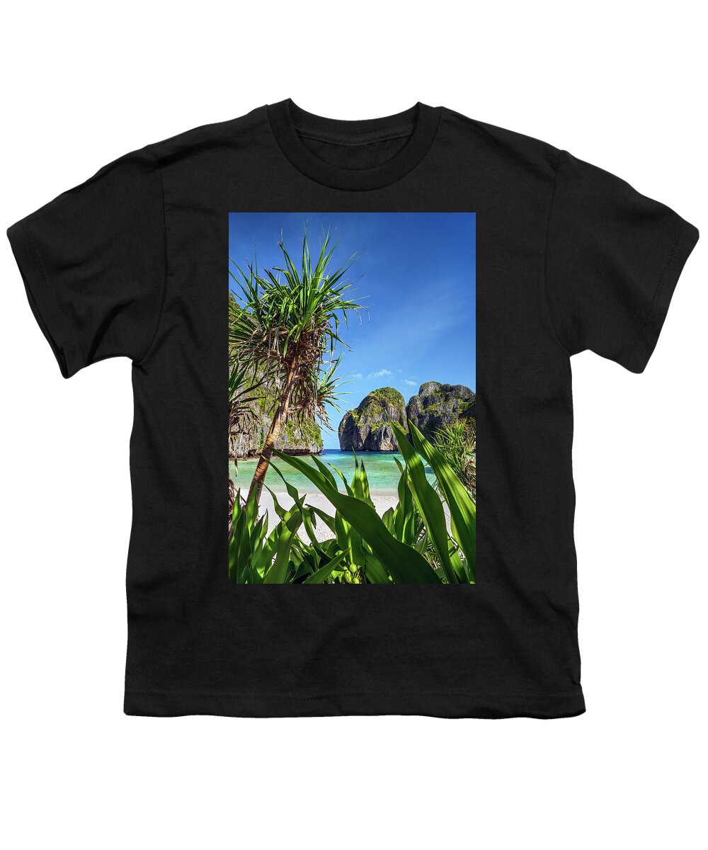 Koh Phi Phi Youth T-Shirt featuring the photograph Thailand - Maya Bay on Koh Phi Phi Le island by Olivier Parent