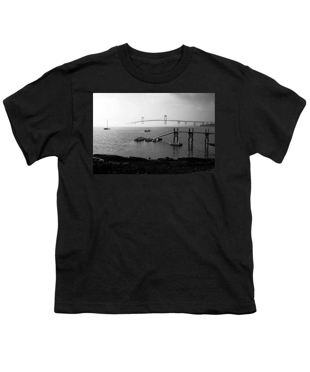 Bridge Youth T-Shirt featuring the photograph The Bay under fog by Jim Feldman
