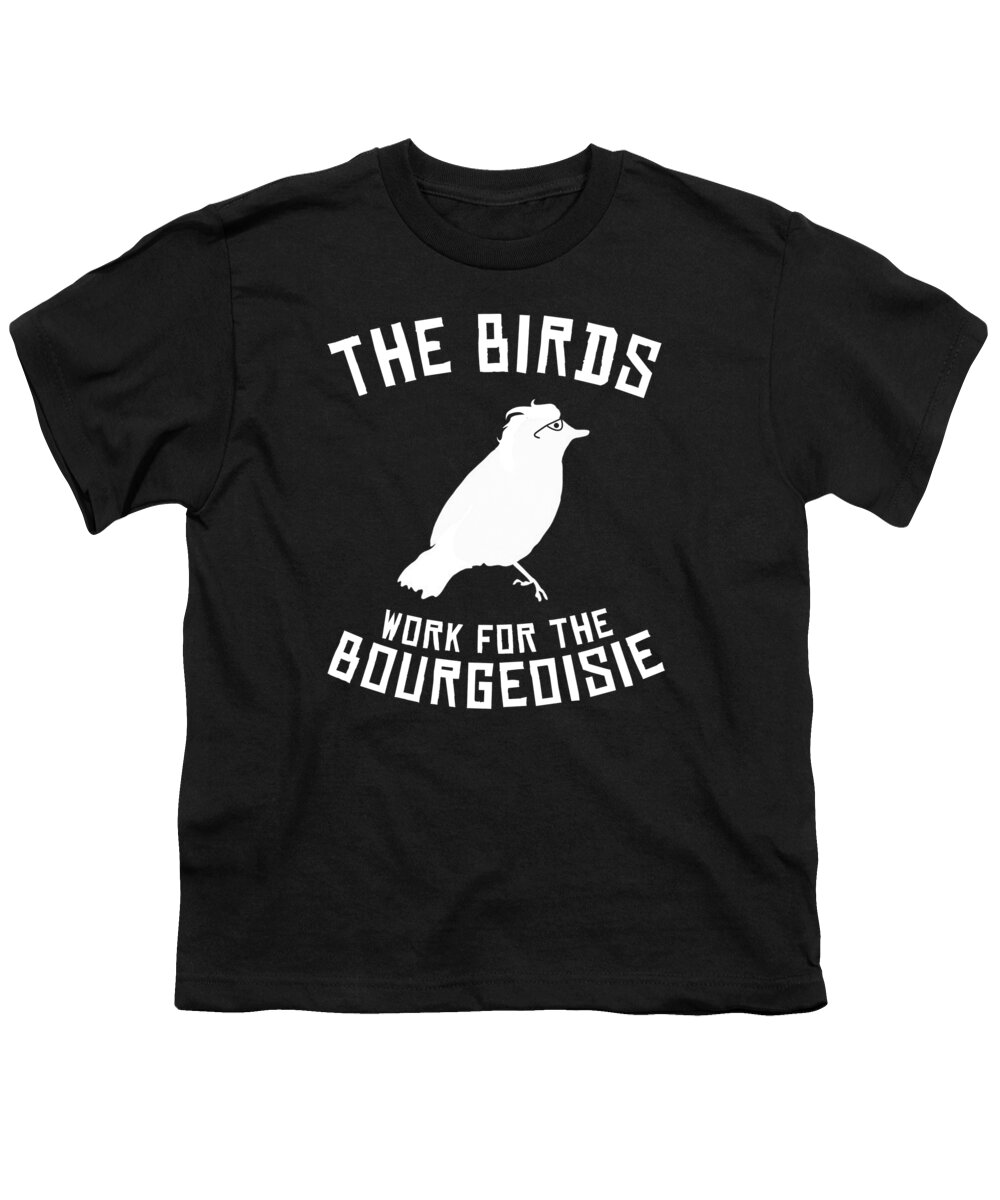Meme Youth T-Shirt featuring the digital art The Birds Work for the Bourgeoisie 1986 Robot Birds by Flippin Sweet Gear