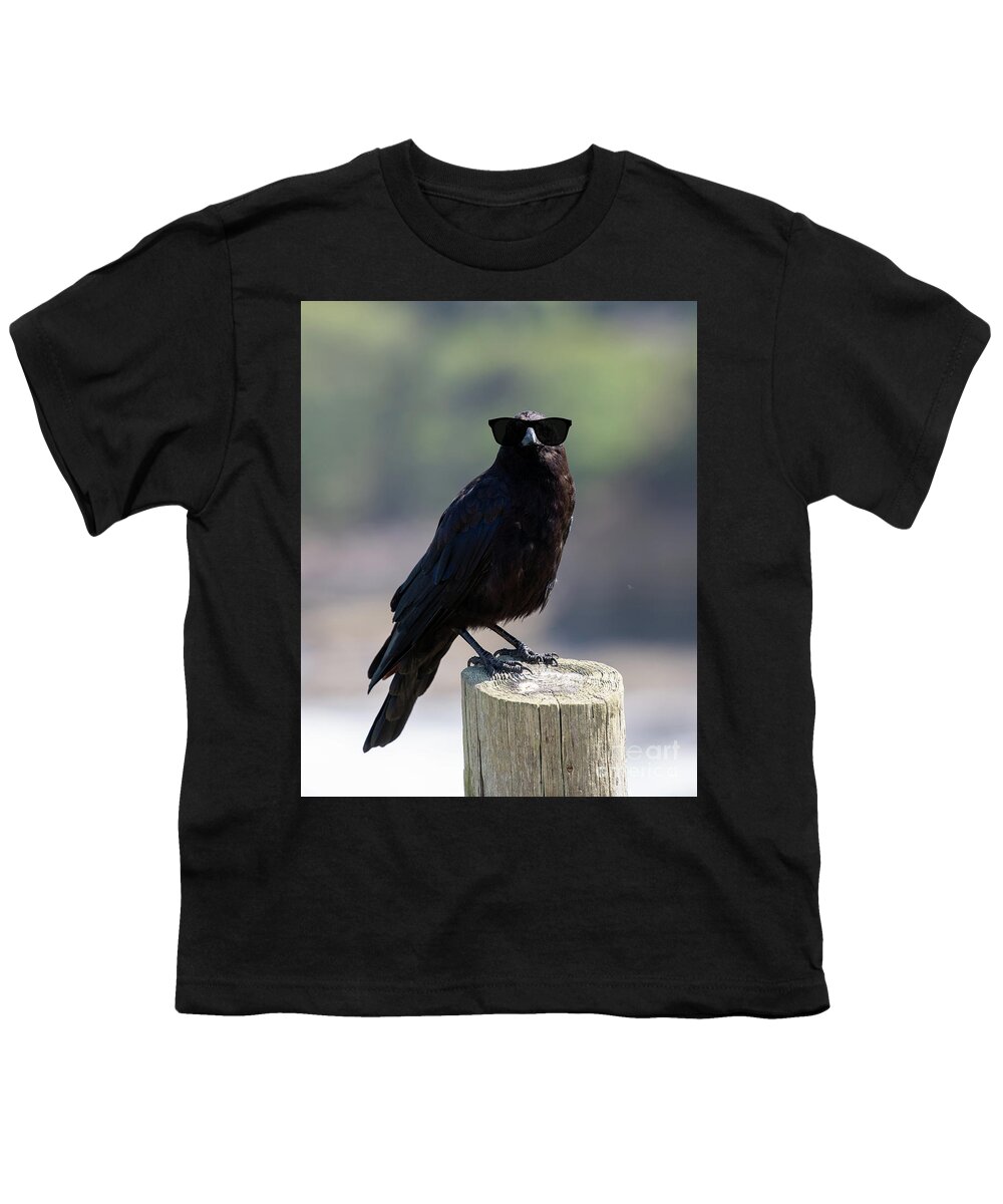 Crow Youth T-Shirt featuring the digital art The Crow by Jim Hatch