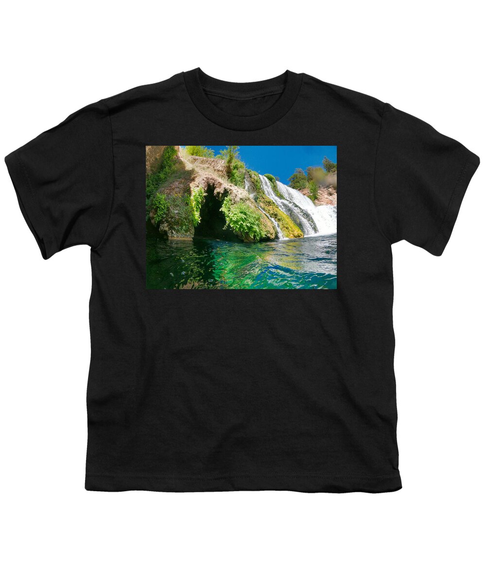 Grotto Youth T-Shirt featuring the photograph The Grotto at Fossil Creek Falls by Bonny Puckett