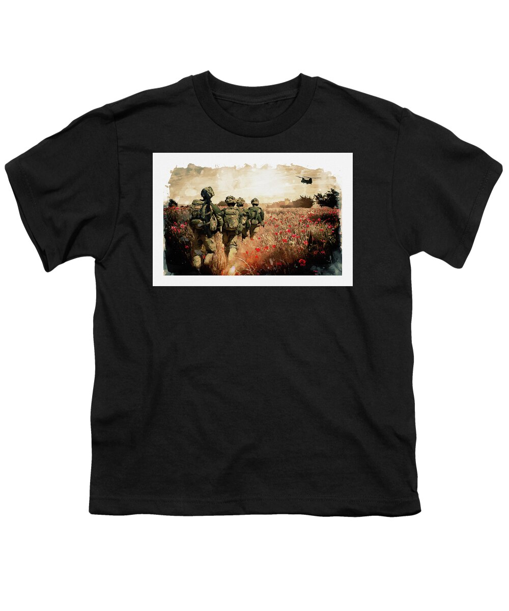Soldiers And Poppies Youth T-Shirt featuring the digital art The Last Ride by Airpower Art
