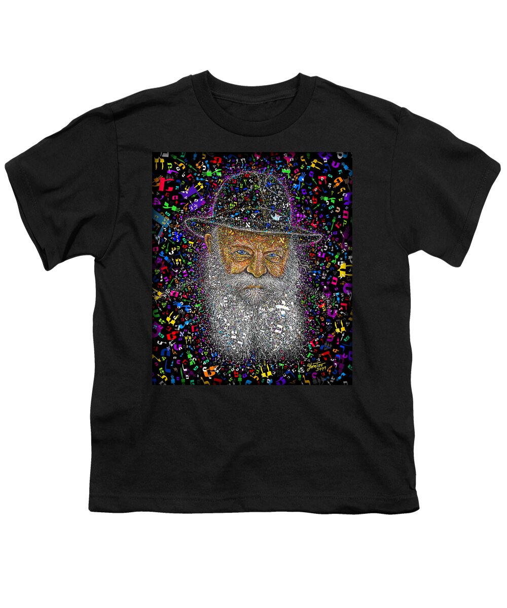 Jewish Youth T-Shirt featuring the painting The Rebbe Version Two by Yom Tov Blumenthal