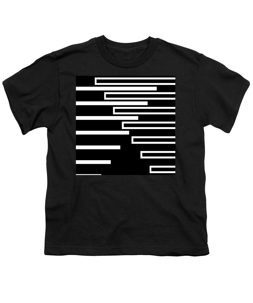 Black And White Youth T-Shirt featuring the digital art The Zipper - Modern Art by Ronald Mills