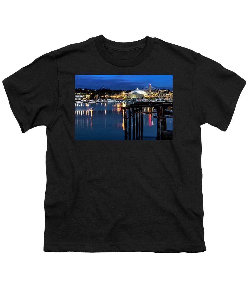 Thea Youth T-Shirt featuring the photograph Thea Foss and T-Dome Blue Hour by Rob Green