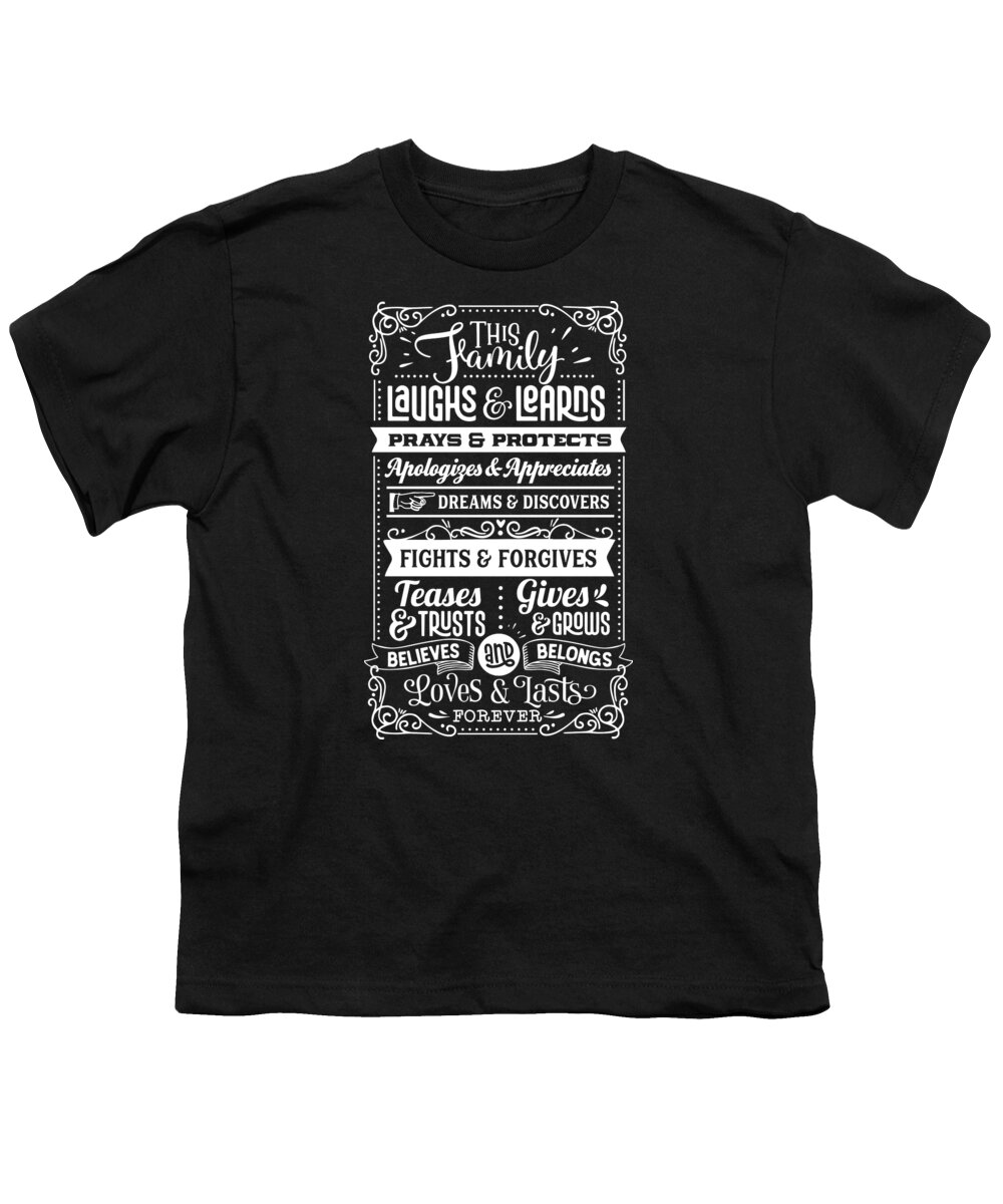 Family Youth T-Shirt featuring the digital art This Family Laughs And Learns by Sambel Pedes