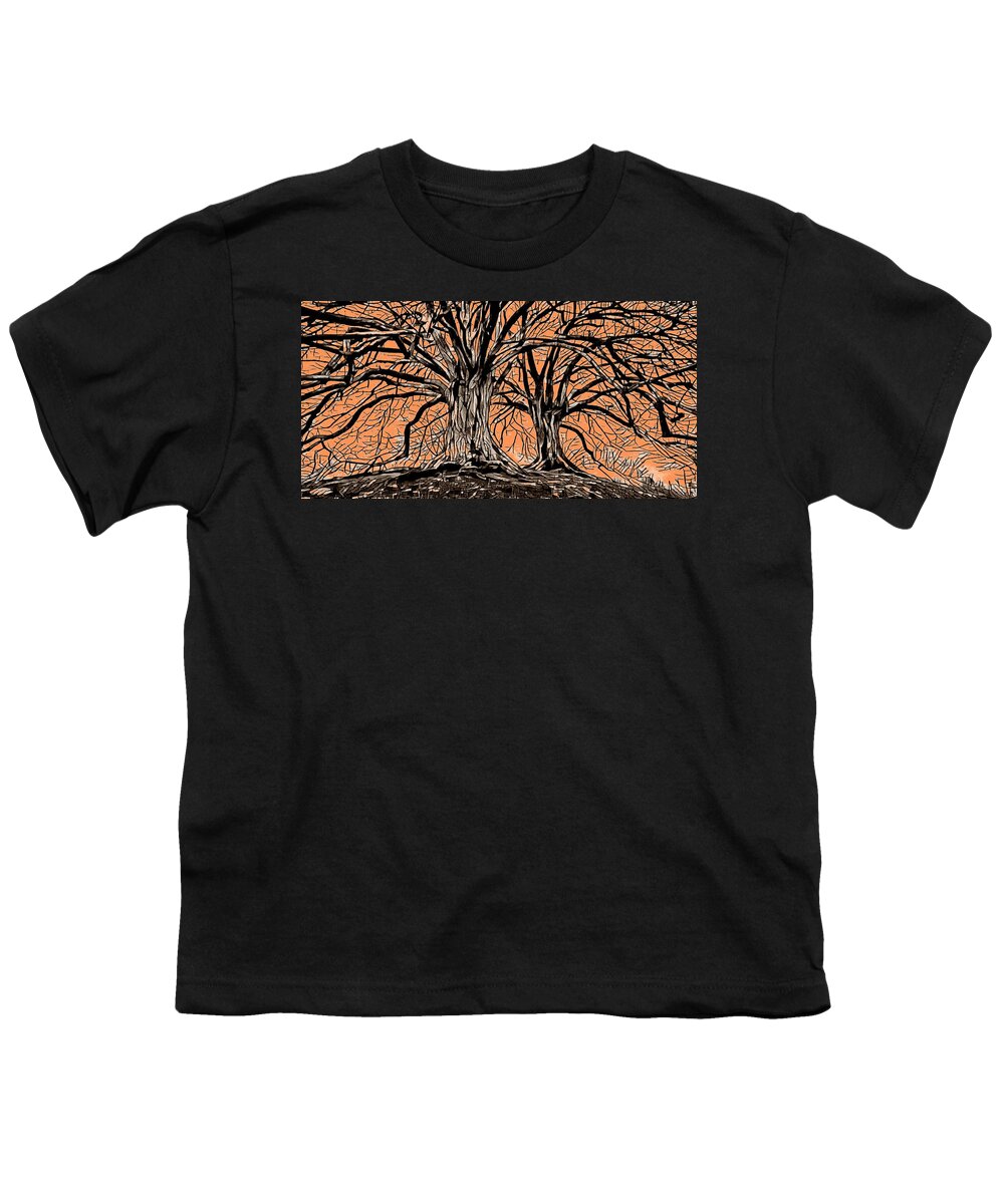 Tree Youth T-Shirt featuring the mixed media Trees Design 261 by Lucie Dumas
