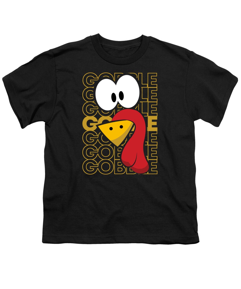 Thanksgiving 2023 Youth T-Shirt featuring the digital art Turkey Face Gobble Gobble by Flippin Sweet Gear
