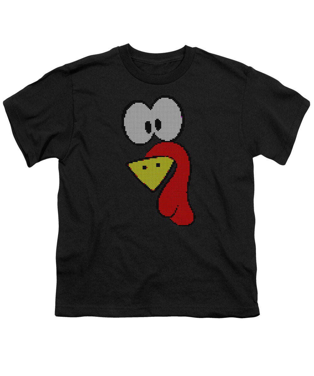 Thanksgiving 2023 Youth T-Shirt featuring the digital art Turkey Face Ugly Christas Sweater by Flippin Sweet Gear