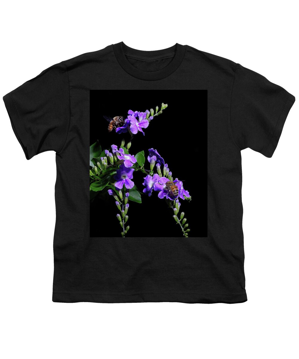 Bees Youth T-Shirt featuring the photograph Two Honeybees by Richard Rizzo