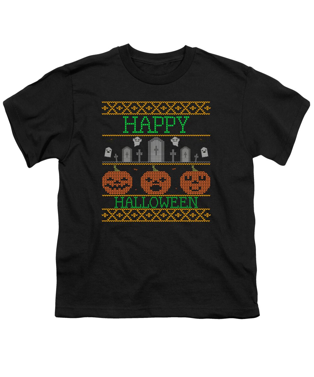 Cool Youth T-Shirt featuring the digital art Ugly Halloween Sweater by Flippin Sweet Gear