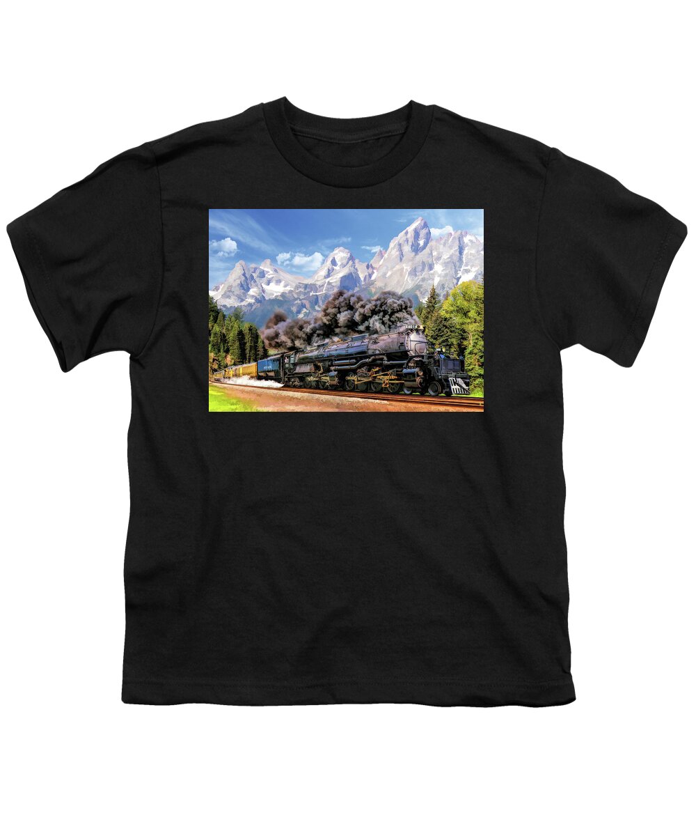 Union Pacific Youth T-Shirt featuring the painting Union Pacific Big Boy by Christopher Arndt