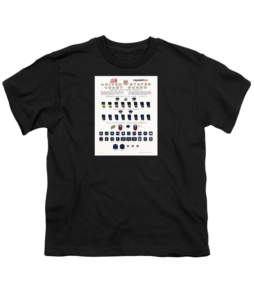Coast Guard Youth T-Shirt featuring the painting United States Coast Guard - Insignia and General Etiquette - WW1 1917 by War Is Hell Store