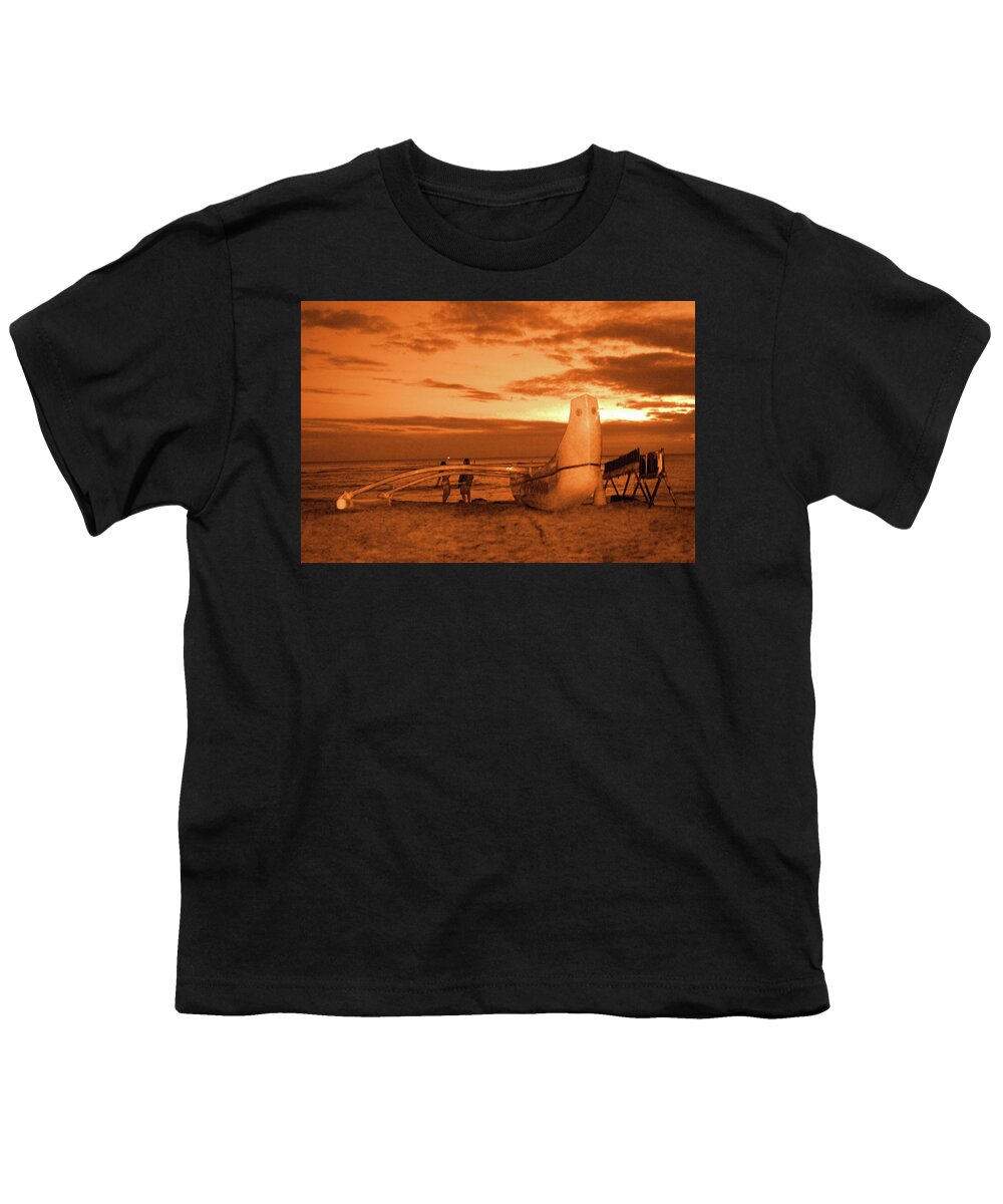Couple Youth T-Shirt featuring the photograph Watching the Sunset in Hawaii by Alina Oswald
