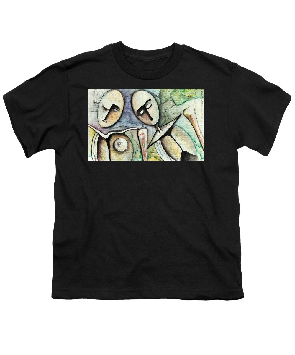 Faces Youth T-Shirt featuring the digital art We Two by Delight Worthyn