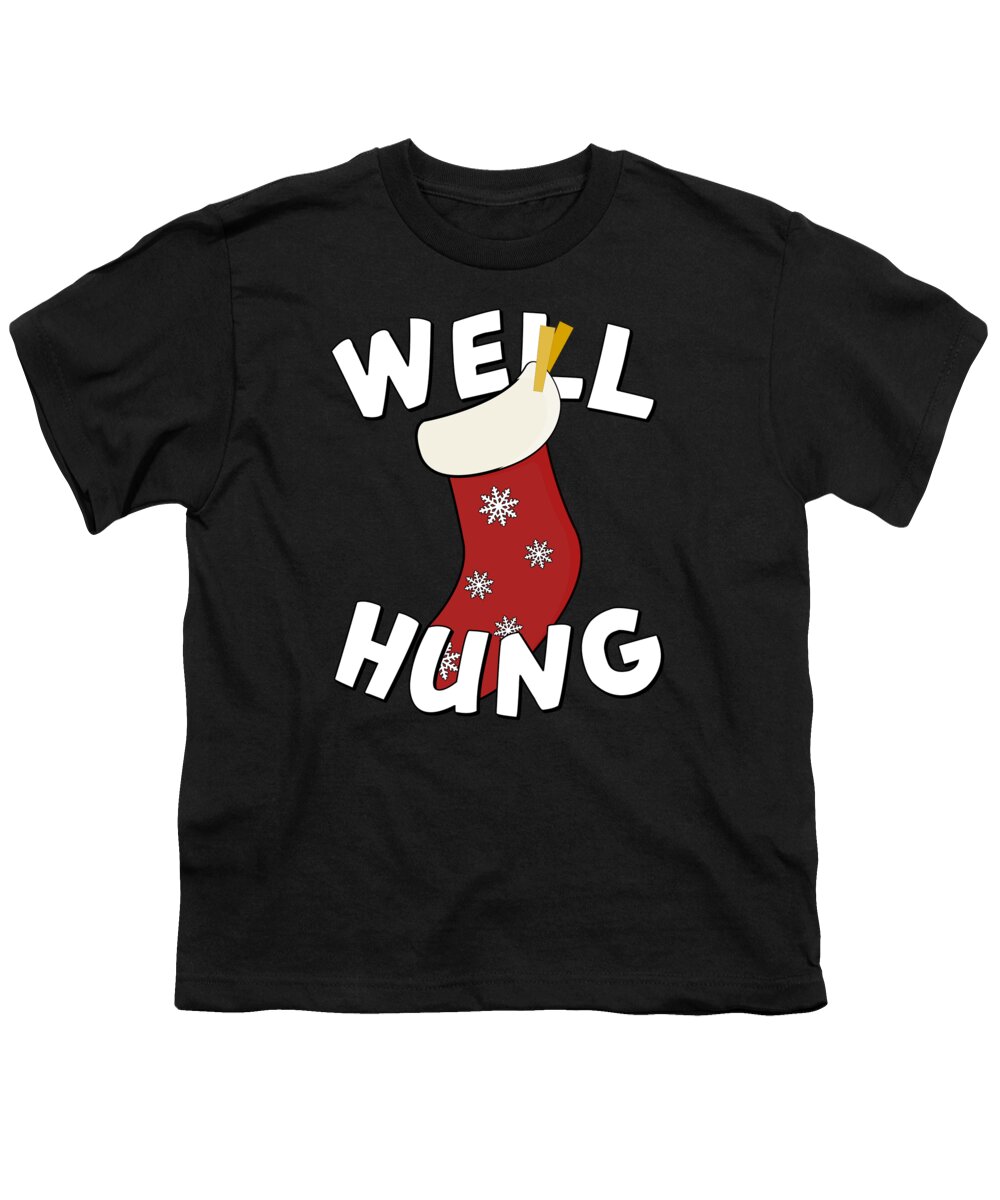 Christmas 2023 Youth T-Shirt featuring the digital art Well Hung Christmas Stocking Funny by Flippin Sweet Gear